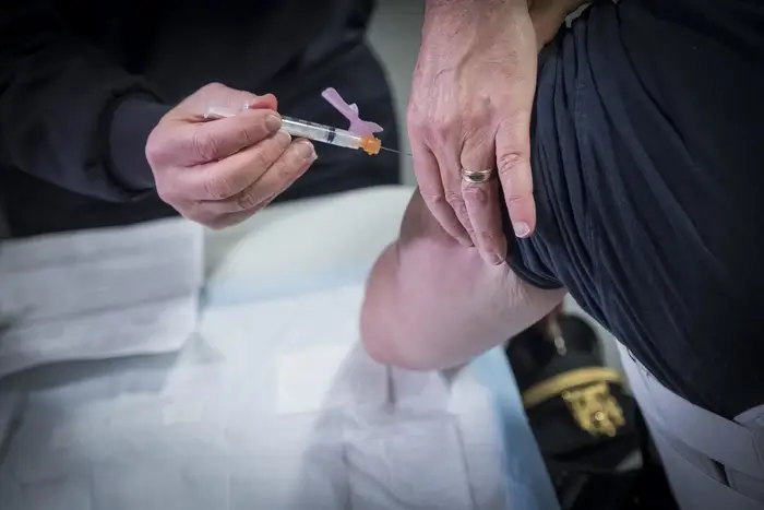 Vaccinations of members of the NYPD took place on Monday at Queens Police Academy.